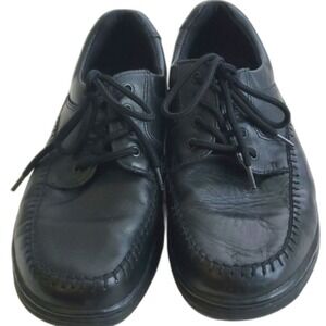 Leather Dress Shoes Black Lace Up Comfort Casual Walking Size